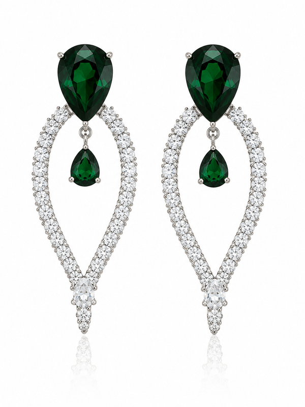 Emerald Halo Statement Earrings