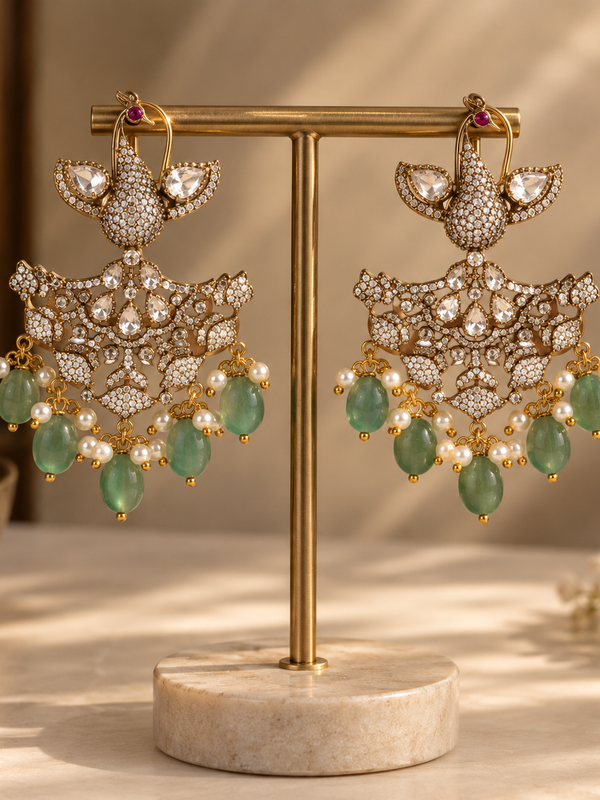 Mayura Mint Polki Statement Necklace Set