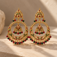 Jodha Navratan Chandbali Earrings