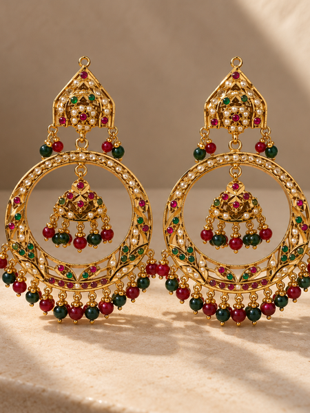 Jodha Navratan Chandbali Earrings