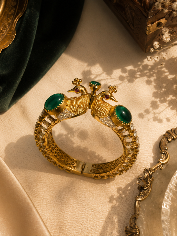 Mayura Emerald Peacock Bracelet