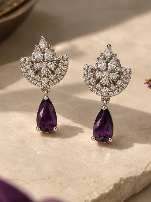 Amara Violet Drop Earrings
