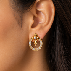 Fleur Pavé Circle Stud Earrings