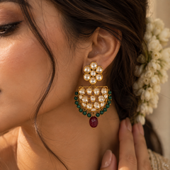 Meher Ruby & Emerald Polki Mala Necklace Set