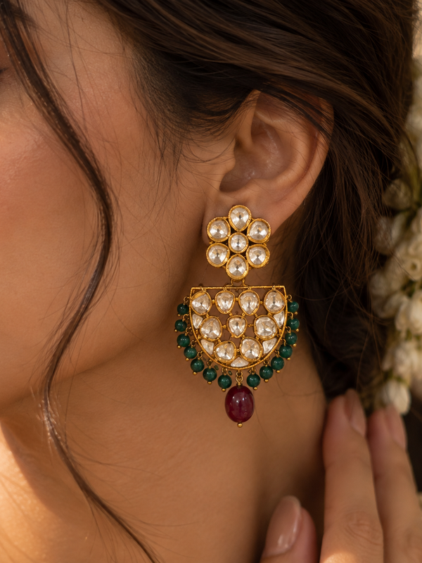 Meher Ruby & Emerald Polki Mala Necklace Set