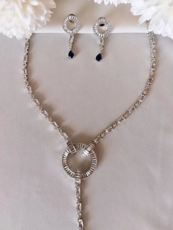 Celestial Diamond Neelam Necklace Set