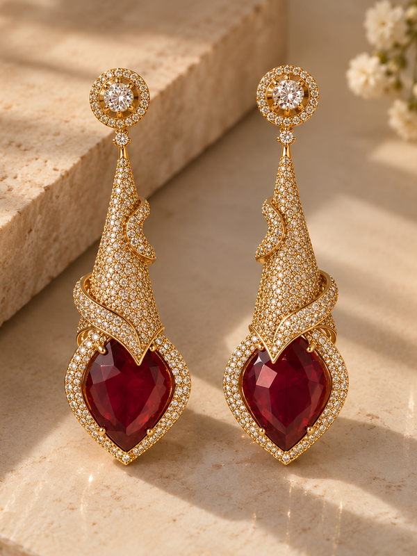 Mehr Ruby Sculptural Drop Earrings