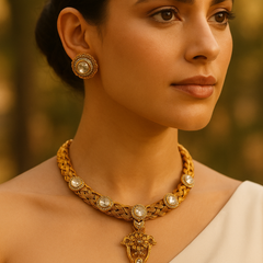 Vanshika Temple Kundan Necklace Set
