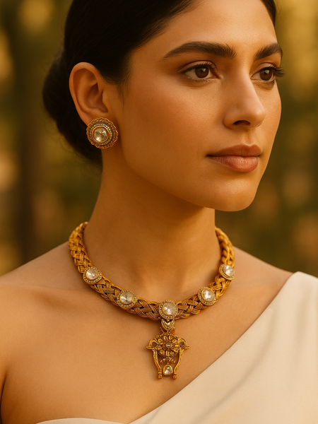 Vanshika Temple Kundan Necklace Set