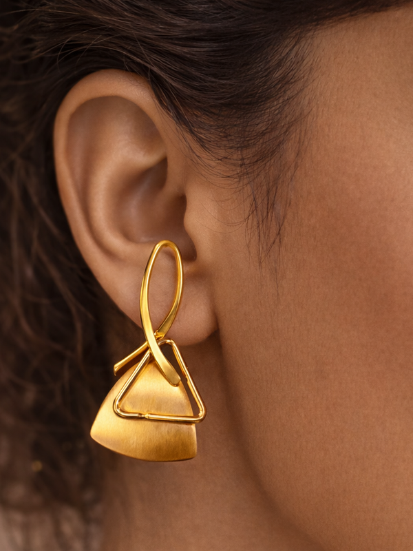 Modern Geometry Gold Drop Earrings