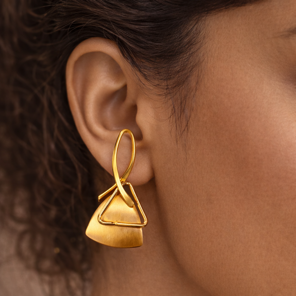 Modern Geometry Gold Drop Earrings