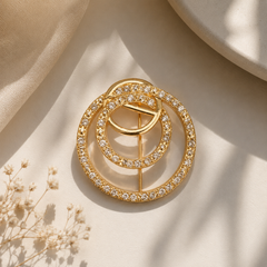 Interlocking Halo Crystal Brooch