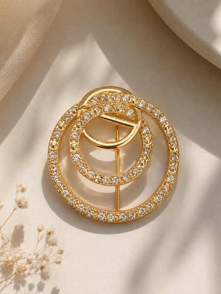 Interlocking Halo Crystal Brooch