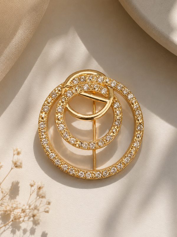 Interlocking Halo Crystal Brooch