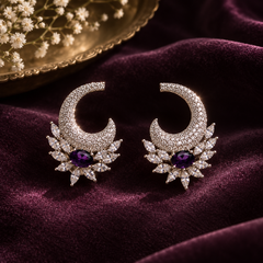 Noor Amethyst Crescent Earrings