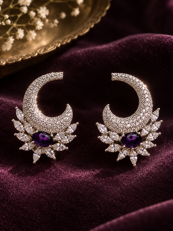 Noor Amethyst Crescent Earrings