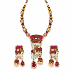 Mehr-e-Maharani Ruby Necklace & Earrings Set