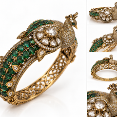 Mayurani Emerald Polki Peacock Kada