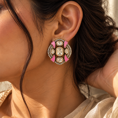 Gulabi Noor Kundan Stud Earrings