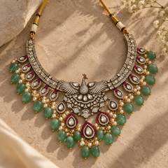 Mayura Mint Polki Statement Necklace Set