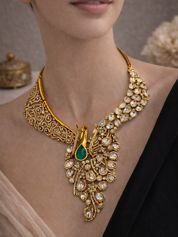 Emerald Peacock Heritage Necklace Set