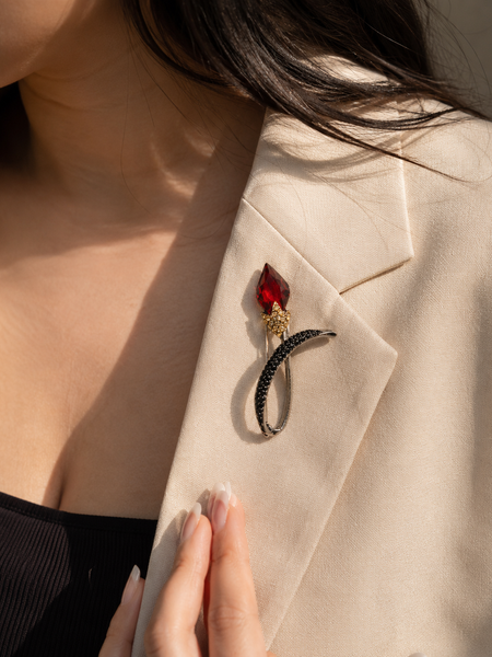 Crimson Bloom Statement Brooch
