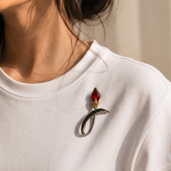 Crimson Bloom Statement Brooch