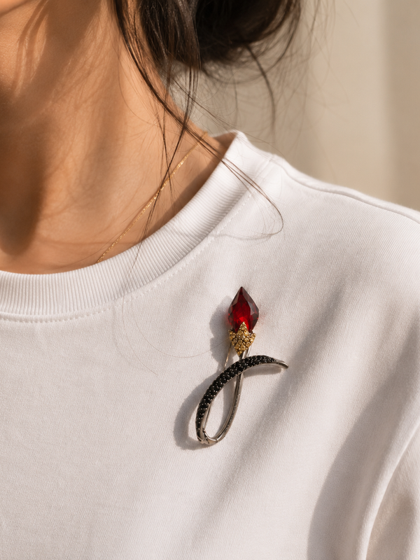 Crimson Bloom Statement Brooch