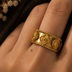 Fleur Textured Gold Band Ring