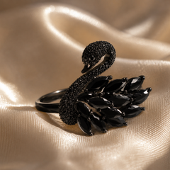 Midnight Swan Statement Ring
