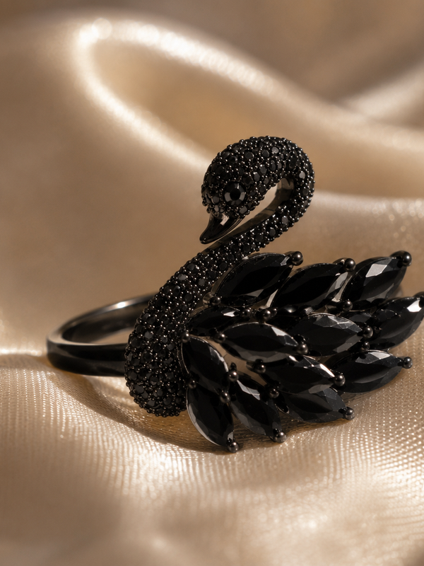 Midnight Swan Statement Ring
