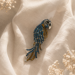 Azure Macaw Crystal Brooch