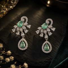 Evara Mint Crystal Drop Earrings
