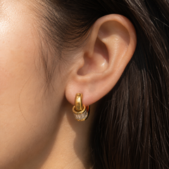 Halo Baguette Hoop Earrings