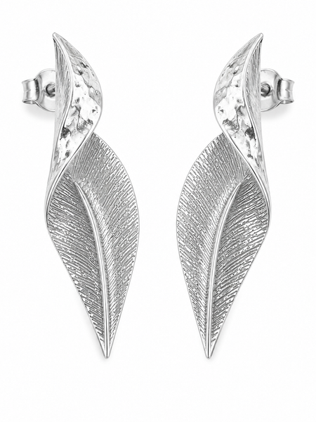 Sylva Silver Sculpted Leaf Earrings