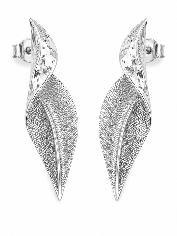 Sylva Silver Sculpted Leaf Earrings