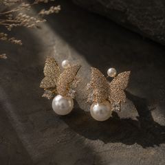 Flutter Pearl Butterfly Earrings
