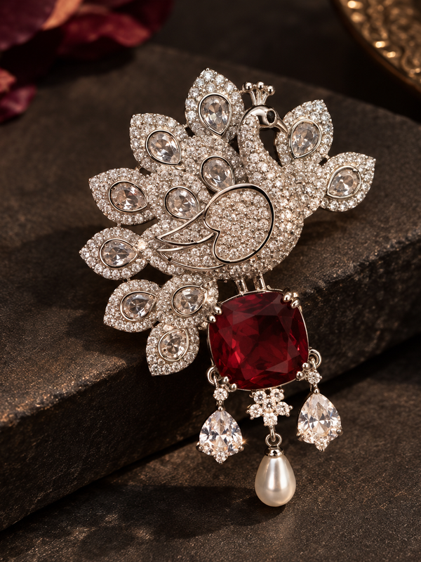 Rakta Mayura Brooch