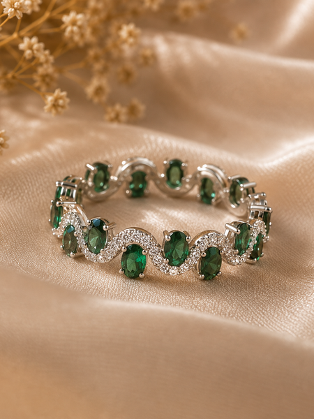 Emerald Wave Eternity Ring
