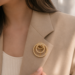 Interlocking Halo Crystal Brooch