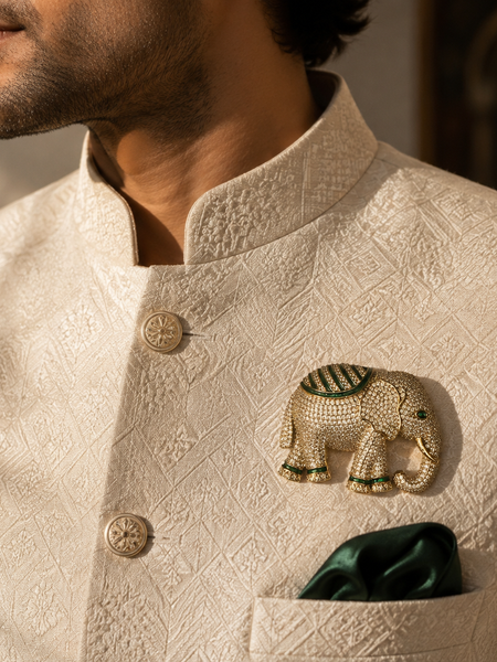 The Royal Emerald Elephant Brooch