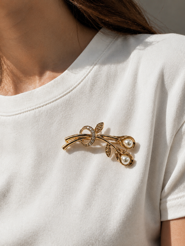 Golden Calla Pearl Brooch