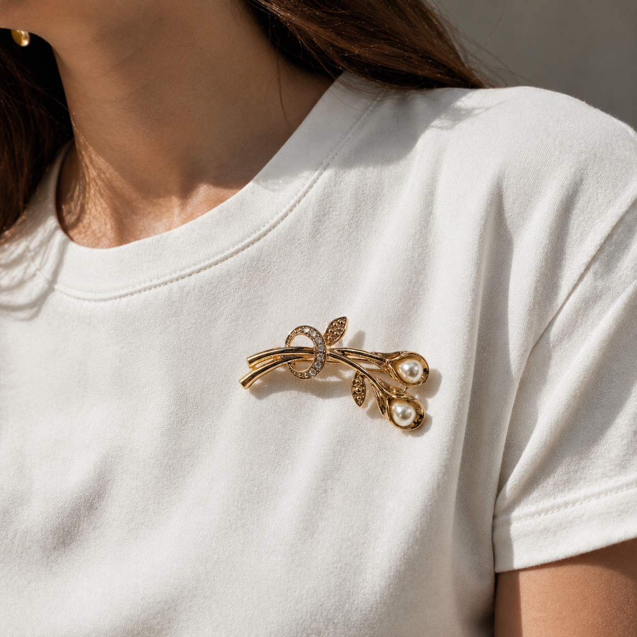Golden Calla Pearl Brooch