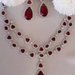 Crimson Glaze Diamond Necklace Set