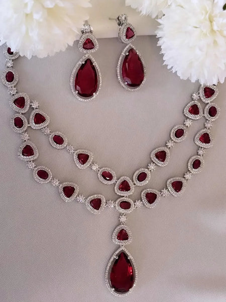 Crimson Glaze Diamond Necklace Set