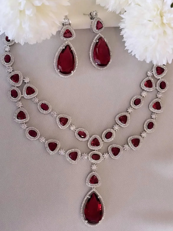 Crimson Glaze Diamond Necklace Set
