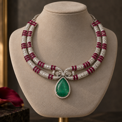 Meher Emerald & Ruby Statement Necklace Set