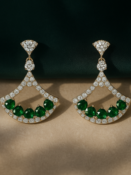 Emerald & Diamond Fan Earrings