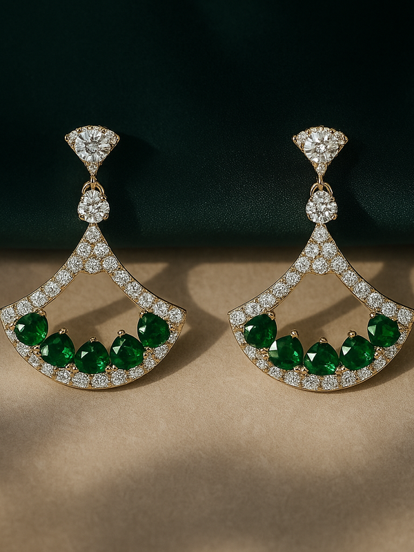 Emerald & Diamond Fan Earrings