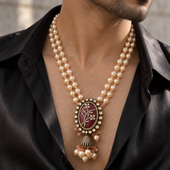 Gulbahar Pearl & Kundan Gold-Plated Men's Statement Necklace
